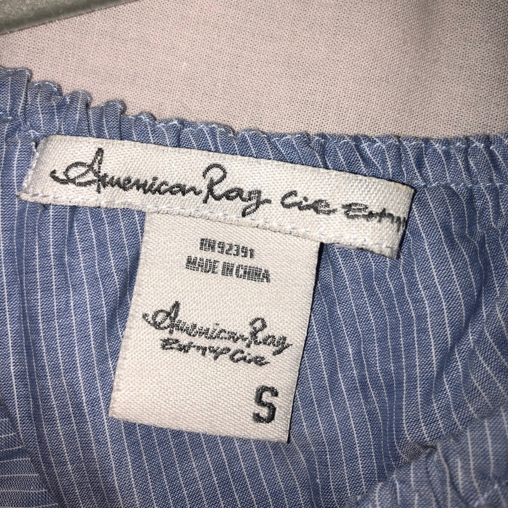 American Rag One Shoulder Ruffle Blue Crop Top - Picture 4 of 6